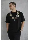 SBRD- Erkek Baskılı T-shirt Kısa Kol Bisiklet Yaka Regular Fit Rahat Tişört - Siyah