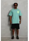 SBRD- Erkek Baskılı T-shirt Kısa Kol Bisiklet Yaka Regular Fit Tişört - Mint Yeşili