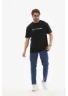 SBRD- Erkek Baskılı T-shirt Kısa Kol Bisiklet Yaka Regular Fit Tişört - Siyah