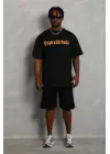 SBRD- Erkek Baskılı T-shirt Kısa Kol Bisiklet Yaka Regular Fit Tişört - Siyah