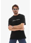 SBRD- Erkek Baskılı T-shirt Kısa Kol Bisiklet Yaka Regular Fit Tişört - Siyah