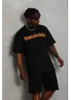 SBRD- Erkek Baskılı T-shirt Kısa Kol Bisiklet Yaka Regular Fit Tişört - Siyah
