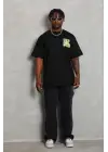 SBRD- Erkek Baskılı T-shirt Kısa Kol Bisiklet Yaka Regular Fit Tişört - Siyah