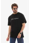 SBRD- Erkek Baskılı T-shirt Kısa Kol Bisiklet Yaka Regular Fit Tişört - Siyah