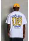 SBRD- Erkek Baskılı Tişört Kısa Kol Bisiklet Yaka Oversize T-shirt - Beyaz