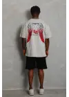 SBRD- Erkek Baskılı Tişört Kısa Kol Bisiklet Yaka Oversize T-shirt - Gri