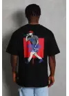 SBRD- Erkek Baskılı Tişört Kısa Kol Bisiklet Yaka Oversize T-shirt - - Siyah