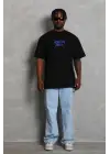 SBRD- Erkek Baskılı Tişört Kısa Kol Bisiklet Yaka Oversize T-shirt - - Siyah