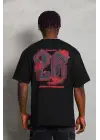 SBRD- Erkek Baskılı Tişört Kısa Kol Bisiklet Yaka Oversize T-shirt - Siyah
