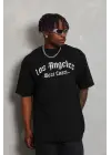 SBRD- Erkek Baskılı Tişört Kısa Kol Bisiklet Yaka Oversize T-shirt - Siyah