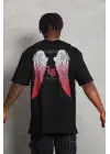 SBRD- Erkek Baskılı Tişört Kısa Kol Bisiklet Yaka Oversize T-shirt - Siyah
