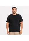 SBRD- Erkek Battal Big Size Basic Tişört Bisiklet Yaka Rahat Kalıp T-shirt - Siyah
