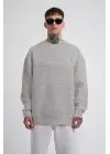 SBRD- Erkek Bisikilet Yaka 3 İplik Pamuklu Sweatshirt - Gri