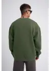 SBRD- Erkek Bisikilet Yaka 3 İplik Pamuklu Sweatshirt - Haki
