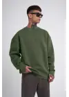 SBRD- Erkek Bisikilet Yaka 3 İplik Pamuklu Sweatshirt - Haki