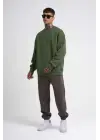 SBRD- Erkek Bisikilet Yaka 3 İplik Pamuklu Sweatshirt - Haki