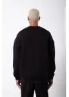 SBRD- Erkek Bisikilet Yaka 3 İplik Pamuklu Sweatshirt - Siyah
