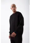SBRD- Erkek Bisikilet Yaka 3 İplik Pamuklu Sweatshirt - Siyah