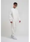 SBRD- Erkek Bisikilet Yaka 3 Plik Pamuklu Sweatshirt - Beyaz