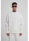 SBRD- Erkek Bisikilet Yaka 3 Plik Pamuklu Sweatshirt - Beyaz