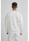 SBRD- Erkek Bisikilet Yaka 3 Plik Pamuklu Sweatshirt - Beyaz