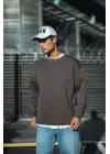 SBRD- Erkek Bisiklet Yaka 3 İplik Pamuklu Basic Sweatshirt  - Antrasit