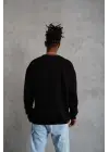SBRD- Erkek Bisiklet Yaka Baskılı 3 İplik Pamuklu Sweatshirt -  Siyah