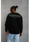 SBRD- Erkek Bisiklet Yaka Baskılı 3 İplik Pamuklu Sweatshirt - Siyah