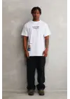 SBRD- Erkek Bisiklet Yaka Baskılı Oversize T-shirt - Beyaz