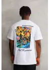 SBRD- Erkek Bisiklet Yaka Baskılı Oversize T-shirt - Beyaz