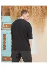 SBRD- Erkek Bisiklet Yaka Tişört Nakış İşlemeli Kısa Kol Oversize T-shirtsiyah