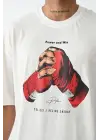 SBRD- Erkek Box Eldiven Baskılı T-shirt Kısa Kol Bisiklet Yaka Tişört - Beyaz