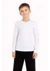 SBRD- Erkek Çocuk Basic Uzun Kollu Tişört Okul Günlük Rahat T-shirt - Beyaz