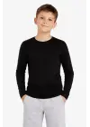 SBRD- Erkek Çocuk Basic Uzun Kollu Tişört Okul Günlük Rahat T-shirt - Siyah