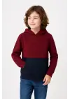 SBRD- Erkek Çocuk Kapüşonlu Kanguru Cepli Parçalı Sweatshirt - Renkli