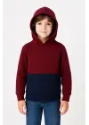 SBRD- Erkek Çocuk Kapüşonlu Kanguru Cepli Parçalı Sweatshirt - Renkli