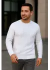 SBRD- Erkek Fitilli Triko Kazak 2’li Set Siyah Beyaz Kalın Dokuma Pamuklu Regular Fit Bisiklet