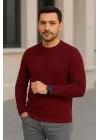SBRD- Erkek Fitilli Triko Kazak 2’li Set Siyah Bordo Kalın Dokuma Pamuklu Regular Fit Bisiklet