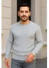 SBRD- Erkek Fitilli Triko Kazak 2’li Set Siyah Gri Kalın Dokuma Pamuklu Regular Fit Bisiklet