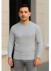 SBRD- Erkek Fitilli Triko Kazak 2’li Set Siyah Gri Kalın Dokuma Pamuklu Regular Fit Bisiklet