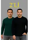 SBRD- Erkek Fitilli Triko Kazak 2’li Set Siyah Haki Kalın Dokuma Pamuklu Regular Fit Bisiklet
