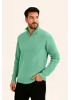 SBRD- Erkek Fitilli Triko Kazak 3’lü Set Mint Yeşili Siyah Bej Kalın Dokuma Pamuklu Regular Fit