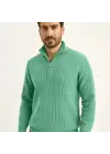 SBRD- Erkek Fitilli Triko Kazak 3’lü Set Mint Yeşili Siyah Bej Kalın Dokuma Pamuklu Regular Fit