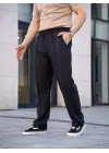SBRD- Erkek Keten Cepli Çıma Dikişli Jogger Buggy Pantalon Rahat Kalıp - Siyah
