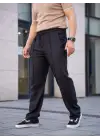 SBRD- Erkek Keten Cepli Çıma Dikişli Jogger Buggy Pantalon Rahat Kalıp - Siyah
