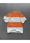 SBRD- Erkek  kısa Kol  Bisiklet Yaka Parçalı T-shirt - Turuncu