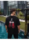 SBRD- Erkek Kısa Kol Tişört Bisiklet Yaka Box Eldiven Baskılı T-shirt -  Siyah