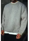 SBRD- Erkek Kışlık Bisiklet Yaka 3 İplik Basic Sweatshirt - Gri