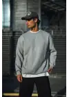 SBRD- Erkek Kışlık Bisiklet Yaka 3 İplik Basic Sweatshirt - Gri