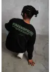 SBRD- Erkek Oversize Sweatshirt Ön Ve Sırt Baskılı 3 İplik Pamuklu - Siyah